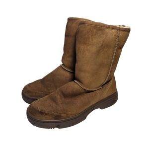 UGG Ultimate Short Boots Womens 8 Brown Sheepskin Lined Winter Suede SB9